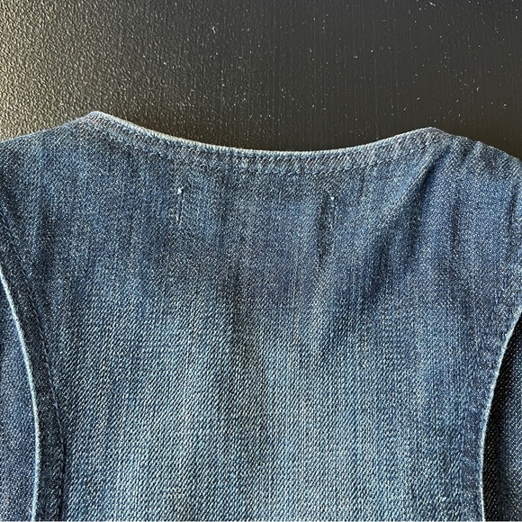 Vintage Y2K Furst Premium Denim Vest Button Front-Size 4 Utility Cargo Style - Picture 12 of 14